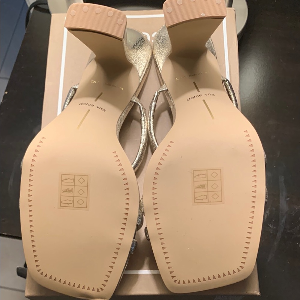 Dolce Vita Gold Block Heel Sandals - Picture 5 of 5